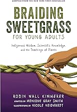 Cover of Braiding Sweetgrass for Young Adults shows two hands braiding green strands. The title is above, with authors Robin Wall Kimmerer, Monique Gray Smith, and illustrator Nicole Neidhardt listed below.