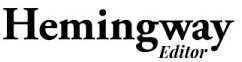 The image shows the logo for Hemingway Editor, with Hemingway in bold black font and Editor in italic font underneath and to the right.